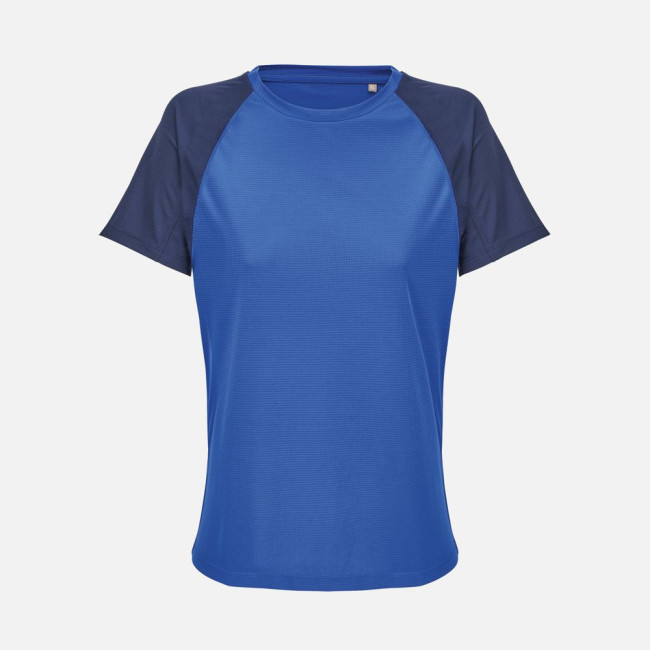Футболка спортивная женская Vortex Women, темно-синяя с ярко-синим