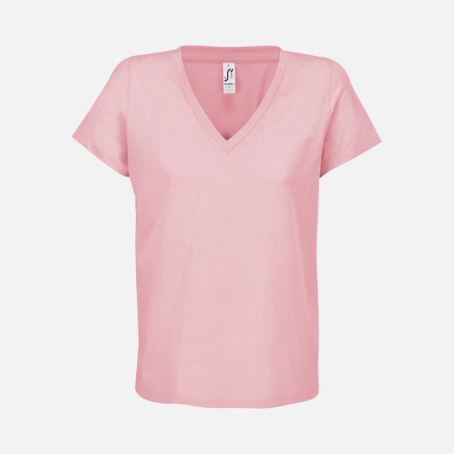 Футболка женская Regent Women с V-образным вырезом, розовая (candy)